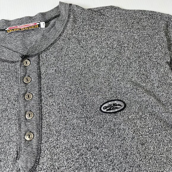 Vintage Quiksilver Henley Surf 1/2 Button Shirt L - Picture 2 of 6